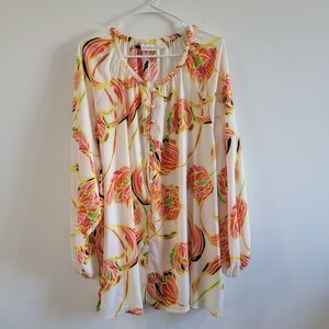 Belle Kim Gravel Womens Top Size‎ 4X Popover Floral Boho Cottage Feminine